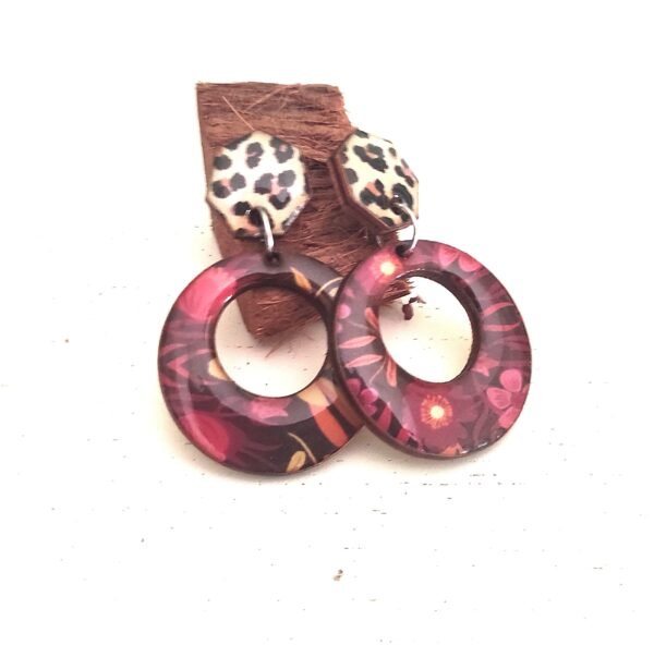 Aros estampado floral tonos morados